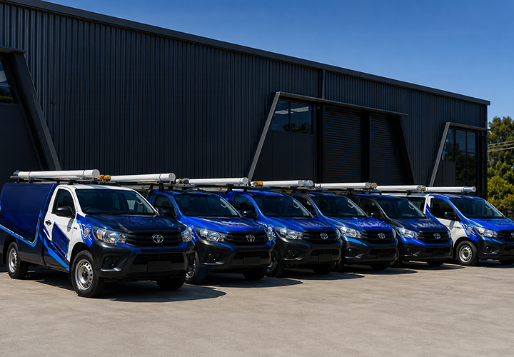 Fleet of Seven Hills Blocked Drains plumbing vans
