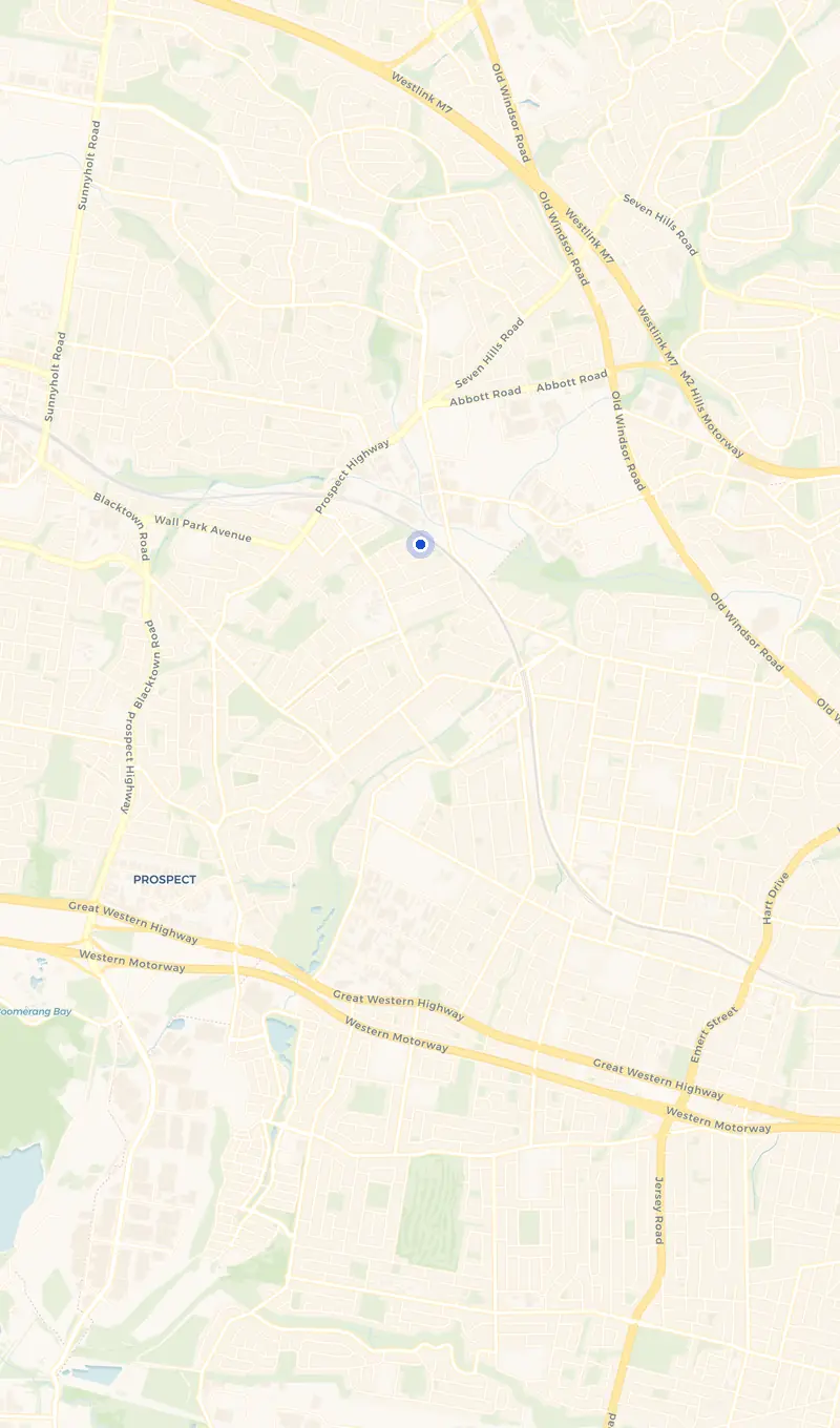 Map of the Seven Hills service area and the surrounding suburbs we cover.