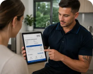 Plumber explaining a service estimate in Seven Hills